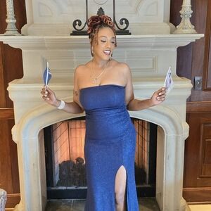 Blue Strapless Wedding Dress